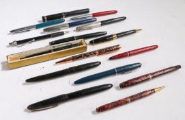 A Conway Stewart fountain pen and retractable pencil set; together with an assortment of fountain