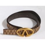 A Valentino leather belt, V motif design gilt buckle and decoration, stamped 'Made In Italy',