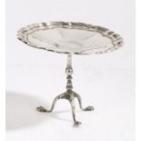 A Georgian style miniature silver tripod table, by the Goldsmiths & Silversmiths Co. London, 1911,