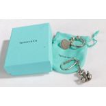 Tiffany & Co. sterling silver keyring, with hanging disc engraved "2001 TIFFANY & CO. 925", with