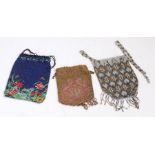 Three 19th century French beadwork evening bags (3)