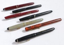 Two Mabie Todd Swan fountain pens, 14ct nibs; together with five various Osmiroid fountain pens (7)