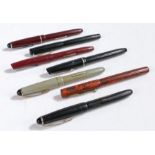 Two Mabie Todd Swan fountain pens, 14ct nibs; together with five various Osmiroid fountain pens (7)