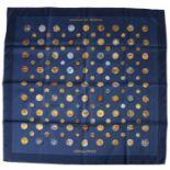 Hermes silk scarf 'Boutons de Venerie', blue field, 90cm x 90cm