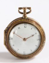 Markwick Markham pair cased pocket watch, circa 1750, with gilt case, the white enamel dial with