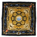 A Hermes silk scarf, 'Railing' pattern designed  by J. Metz, 1998, 90cm x 90cm