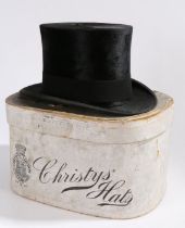A silk top hat by Christys' of London, retailed by Percy Harrison, Kingston On Thames & Wimbledon,