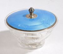 George V silver and enamel powder bowl, Birmingham 1913, maker Charles S Green & Co Ltd. the