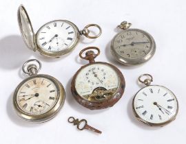 Pocket watches, to include a hunter with Roman numerals and subsidiary seconds dial, open face