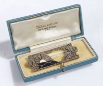 An Art Deco silver. marcasite and enamel brooch, of rectangular form, in box from 'Dibdin & Co. Ltd.
