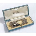 An Art Deco silver. marcasite and enamel brooch, of rectangular form, in box from 'Dibdin & Co. Ltd.