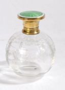 George V silver gilt perfume bottle, Birmingham 1911, maker R.W.F. Ltd. the green and white enamel