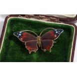 A Norwegian Sterling silver and enamel butterfly brooch, stamped