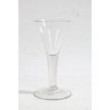 George III wine glass, having a trumpet bowl over a plain stem and a conical circular foot, 17cm
