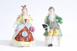 A pair of Chelsea figures, with golden anchor marks to back, both decorated with polychrome