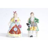 A pair of Chelsea figures, with golden anchor marks to back, both decorated with polychrome