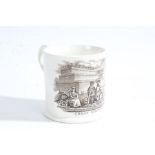 Crystal Palace interest, a 19th Century mug with a black transfer decorated design depicting the