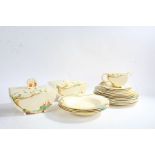 Clarice Cliff Bizarre 'Secrets' part dinner service, comprising two tureens, saucer boat, four