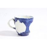 Rare West Pans coffee cup, circa 1768, the exterior with blue decoration surrounding three vacant