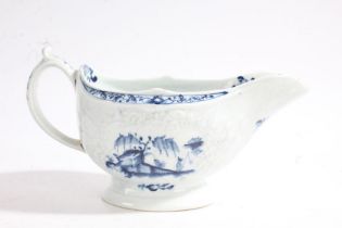 A Lowestoft porcelain sauce boat, circa 1760/1770, possible modelled by James Hughes decorated in