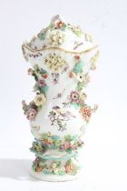 A Chelsea porcelain Pot Pourri vase, circa 1765, the flower encrusted lid with insects painted above