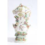 A Chelsea porcelain Pot Pourri vase, circa 1765, the flower encrusted lid with insects painted above