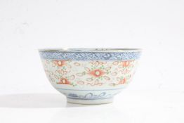 Chinese porcelain bowl, with stylised foliate and grains of rice effect decoration, 11cm diameter