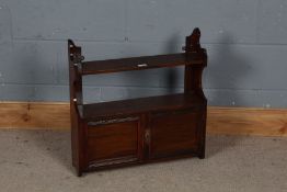 20th century mahogany hanging wall cupboard, with a single shelf above a cupboard base the doors