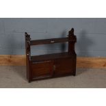 20th century mahogany hanging wall cupboard, with a single shelf above a cupboard base the doors