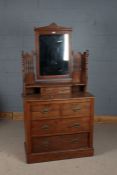 Early 20th century dressing chest, consisting of two short and two long drawers, the top decorated