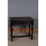 Charles II style geometric side table, the rectangular top above a single geometric drawer, together