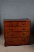 Victorian mahogany chest of two short three drawers, the rectangular top raised on a plinth base,