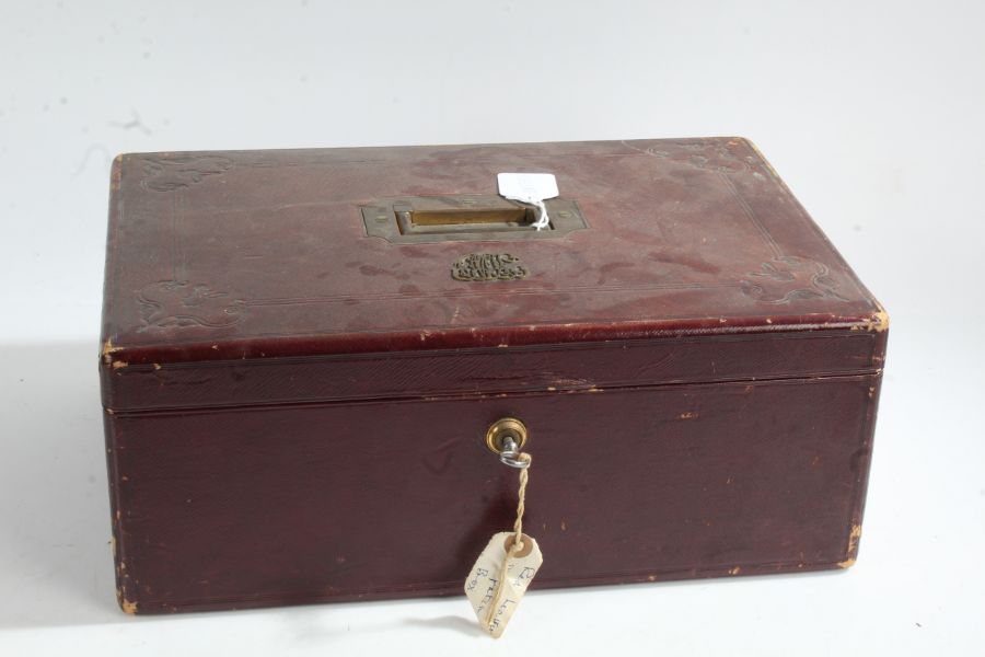 Victorian tooled maroon leather writing case by F. West, manufacturer to the Royal family No.1 St