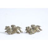 Pair of Chinese brass dragon mounts, 8cm wide