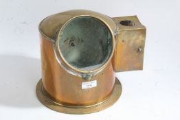 20th century Brass ships binnacle compass case, 21cm high