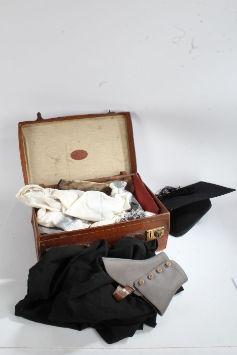 Quantity of clothing and textiles, to include a pair of gaiters, ladies gloves, ties, a mortar board