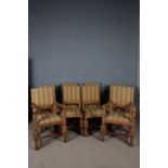 Set of eight light oak dining chairs to include two carvers and six singles, the chairs