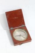 19th Century travelling compass, with silvered dial, housed in a mahogany case, 7cm square