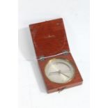 19th Century travelling compass, with silvered dial, housed in a mahogany case, 7cm square