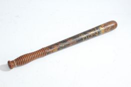 Victorian Welsh policeman's truncheon, for Flintshire Constabulary, painted with VR below a crown,