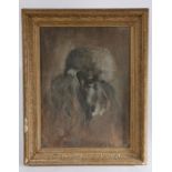 20th Century portrait of a grey poodle, oil on board, initialled E.WK and dated 1962 verso, housed