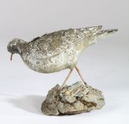 Mid 20th Century concrete wading bird, modelled on a rocky outcrop style base, 31cm wide, 25cm high