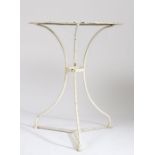 20th Century garden bistro table, the circular top above angled legs painted white, 59cm wide,