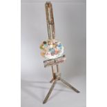 20th Century artists easel, approx. 185cm tall, together with an artists pallet board, 49cm wide (