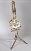 20th Century artists easel, approx. 185cm tall, together with an artists pallet board, 49cm wide (