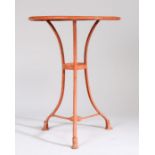 Arras Bistro table, circa 1910, the circular top above arched legs and hoof feet, 50cm wide, 67cm