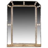 Impressive and large 19th Century Italian wall mirror, the silvered frame with carved acanthus leaf,