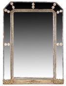 Impressive and large 19th Century Italian wall mirror, the silvered frame with carved acanthus leaf,