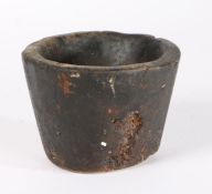 Primitive 19th Century carved wood mortar, 14.5cm wide, 11cm high