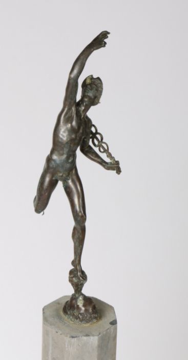 Grand Tour statue, modelled as Mercury, on an associated column and plinth base, 128cm high - Image 2 of 2